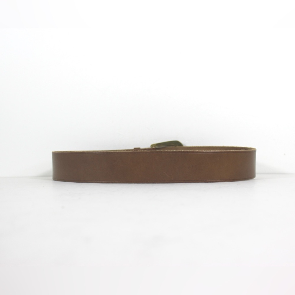 Wide Tan Leather Belt with a Chunky Brass Buckle Thick Work Belt Unisex Mens - Picture 7 of 9